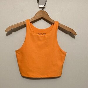 Becco Bold Orange Crop Top Tank top, Size XS extra small workout shirt
